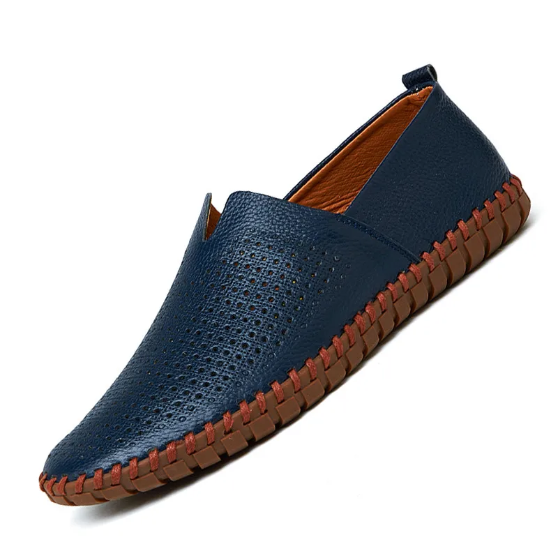 Leather Men Shoes Summer Breathable Soft Luxury Driving Slip on Casual Male Loafers Comfort Moccasins Big Size 39-50 | Обувь
