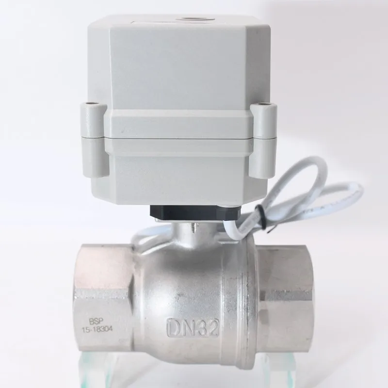 1-1/4 &quotDN32 BSP/NPT 2-сторонний SS304 моторизованный шаровой клапан 9-24 В переменного