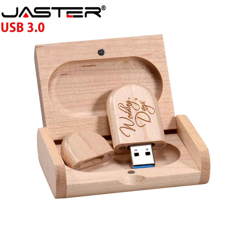 JASTER USB 3 0 логотип на заказ Деревянный + коробка персональный ручка накопитель 8 ГБ