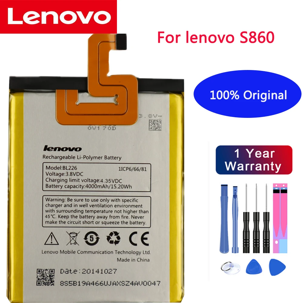 

New original High Quality 3.8V 4000mAh For Lenovo BL226 Battery for lenovo S860 mobile phone Replacement Batteries+Free tools