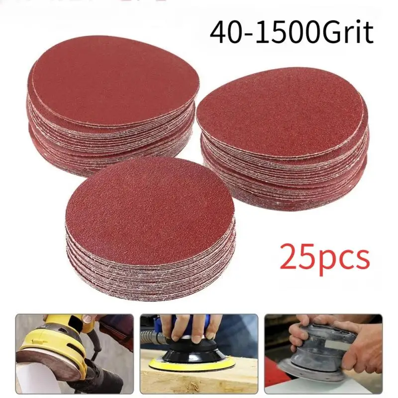 

25Pcs Sanding Discs Round Shape Sandpaper 40-1500Grit Grit Hook Loop sand paper Abrasive Polishing Tool for Grinder Rotary Tool