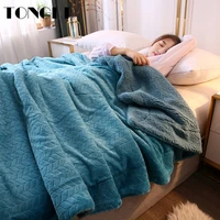 tongdi woolen raschel blanket soft double plush thickened heavy warm elegant fleece luxury for cover sofa bed bedspread winter