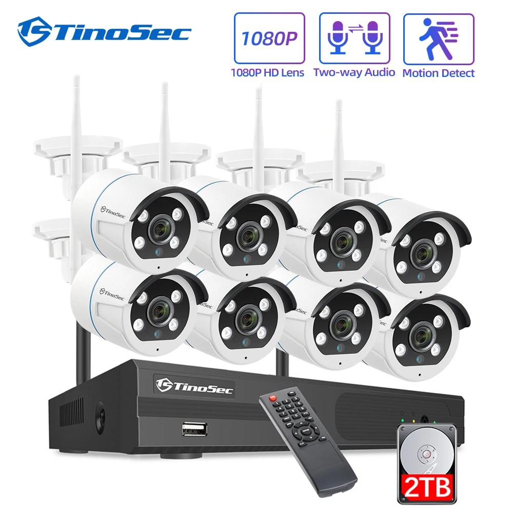 TinoSec 1080P камера видеонаблюдения системы безопасности Беспроводная двухсторонняя