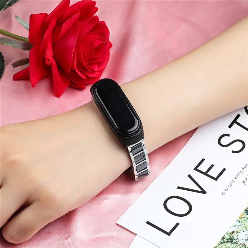 Ceramics Strap For Xiaomi Mi Band 5 6 4 3 Smart Watch Wristband Bracelet band Replacement Woman Man Stainless for Mi Band 6 5 4