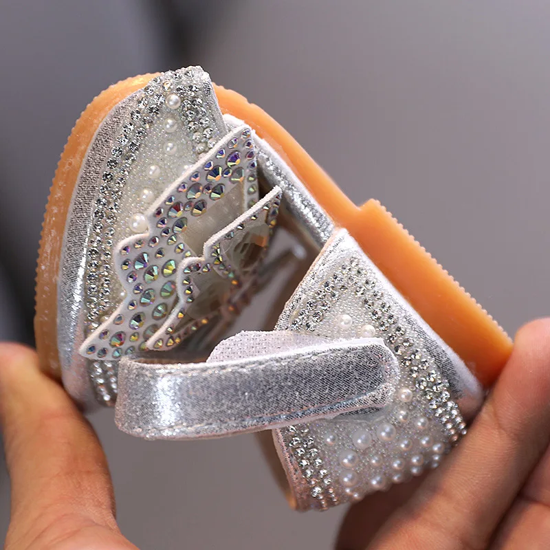 

Rhinestone Sandal Kids Princess Shoes for Wedding Party Blingbling bow-knot Little Girls Crystal Dance Performance Shoes 1-12T