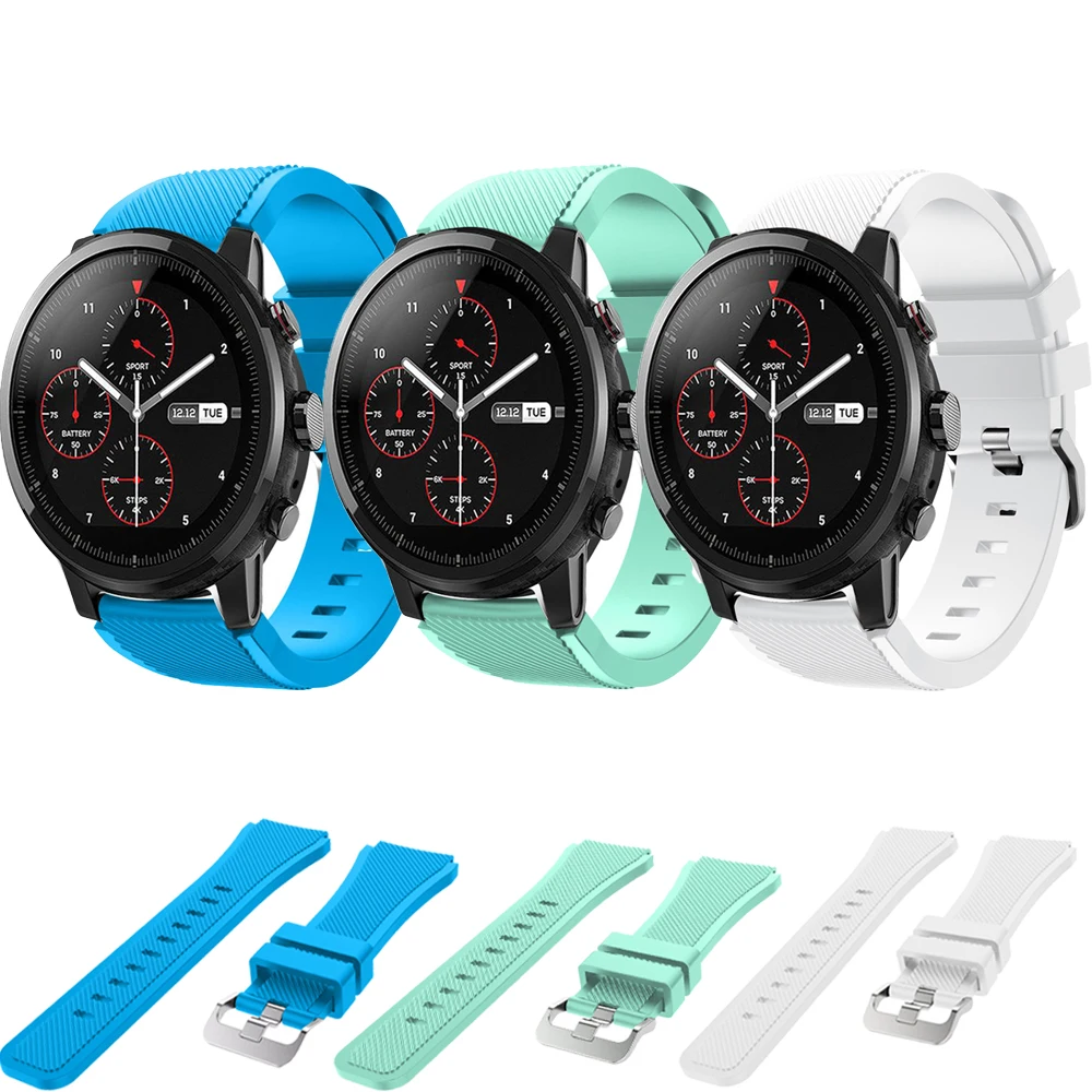 Для Huami Amazfit GTR 42 47 мм/Amazfit Bip/2/2S силиконовые спортивные полосатые аксессуары