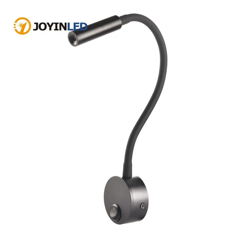 

Reading Wall Light Lamp 3W Flexible Bathroom Mirror Light Silver Bedside Reading Study Sconces Led White Black Wall Decoration