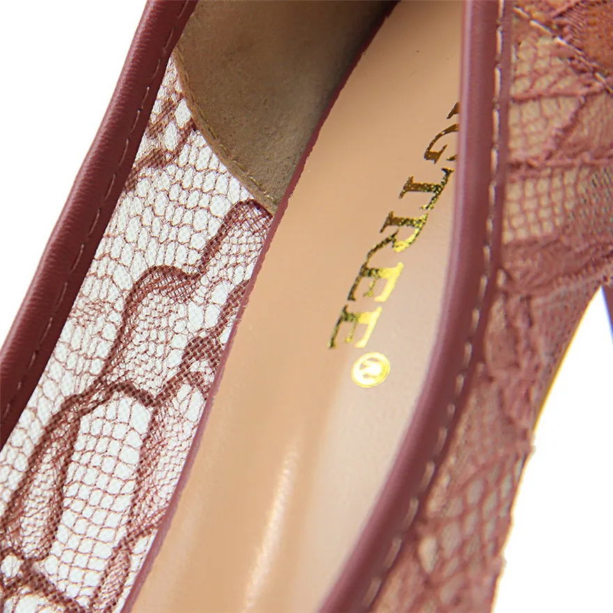 

Koovan Women's High Heel Sandals 2020 New Sexy Lace Butterfly-knot Pumps Platform Shoes Cut-Outs Mesh Women's Party Shoes