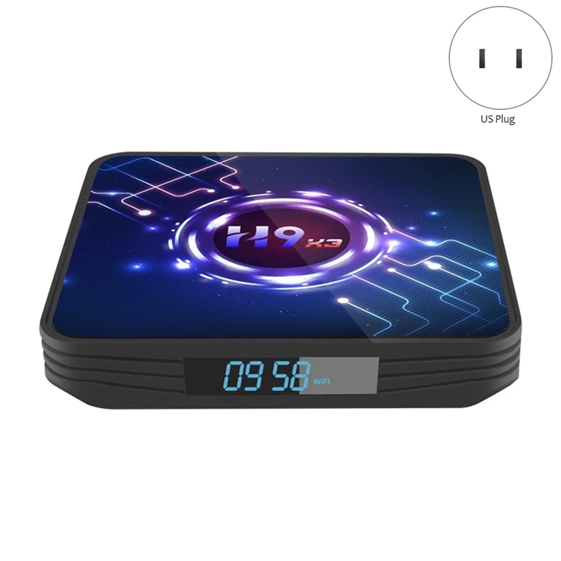 

H9 TV Box Android 9.0 S905X3 64-Bit Quad Core Chipset Cortex A55 4/32G TV Set Top Box(US Plug)