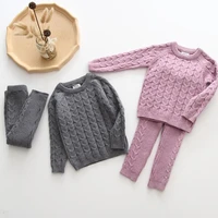 autumn toddler girls boys suit baby boys girls clothing sets knitting pullover sweaterpants winter infant boys knit clothes set