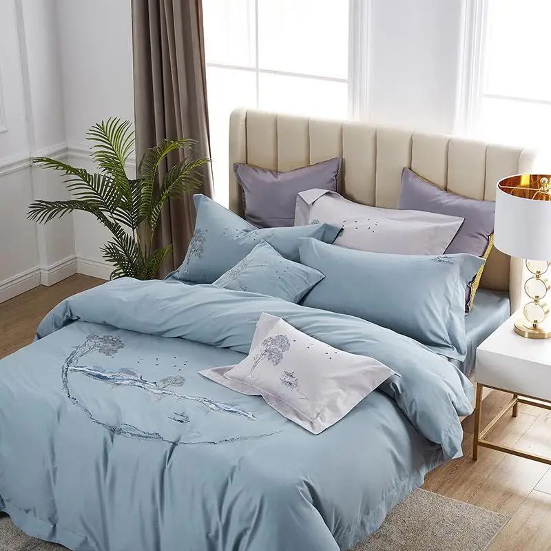 100 хлопок постельное белье Роскошные шелковые королева пододеяльник покрывала и