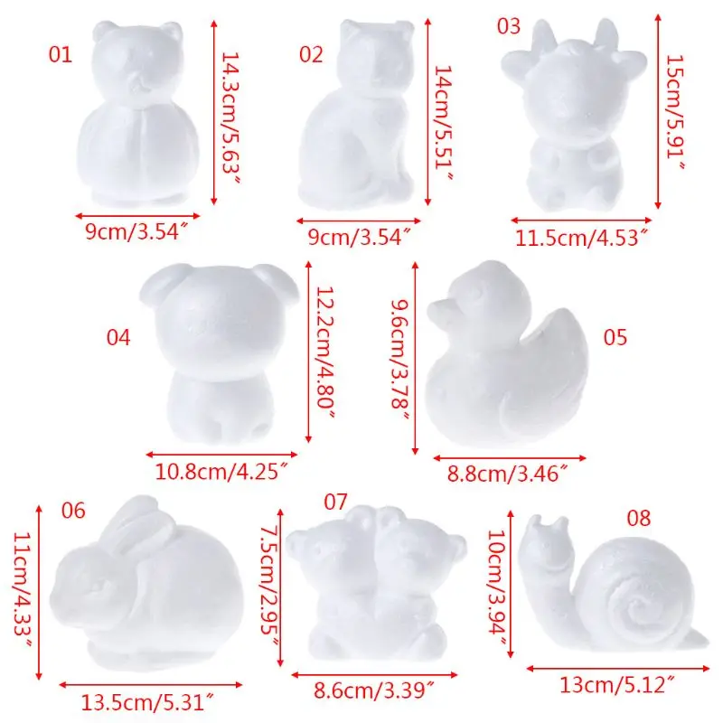 Моделирующие шарики в форме животных из белого пенополистирола ремесла для