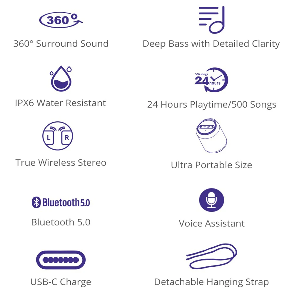 

Mini Bluetooth Speaker Professional Wireless Waterproof Portable Speaker TWS Bluetooth 5.0 Speakers with IPX6, Voice Assistant