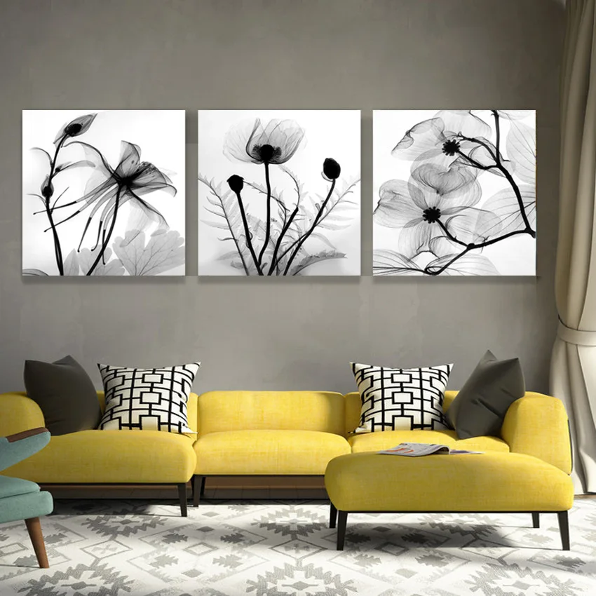 Домашнее художественное украшение картина маслом Настенная трехцветная черно