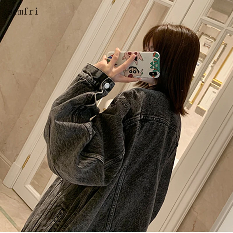 

Semfri Denim Jacket Women 2020 Spring Autumn New Korean Version Coat Female Loose Style Long Sleeve Casual Jacket
