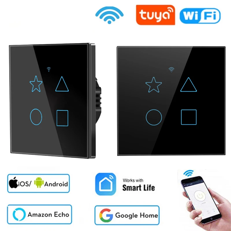 

Tuya WiFi+433MHZ Smart Light Touch Switch RF433 Smart Life/Tuya App Control,Alexa Google Home Voice Control 1/2/3/4 Gang