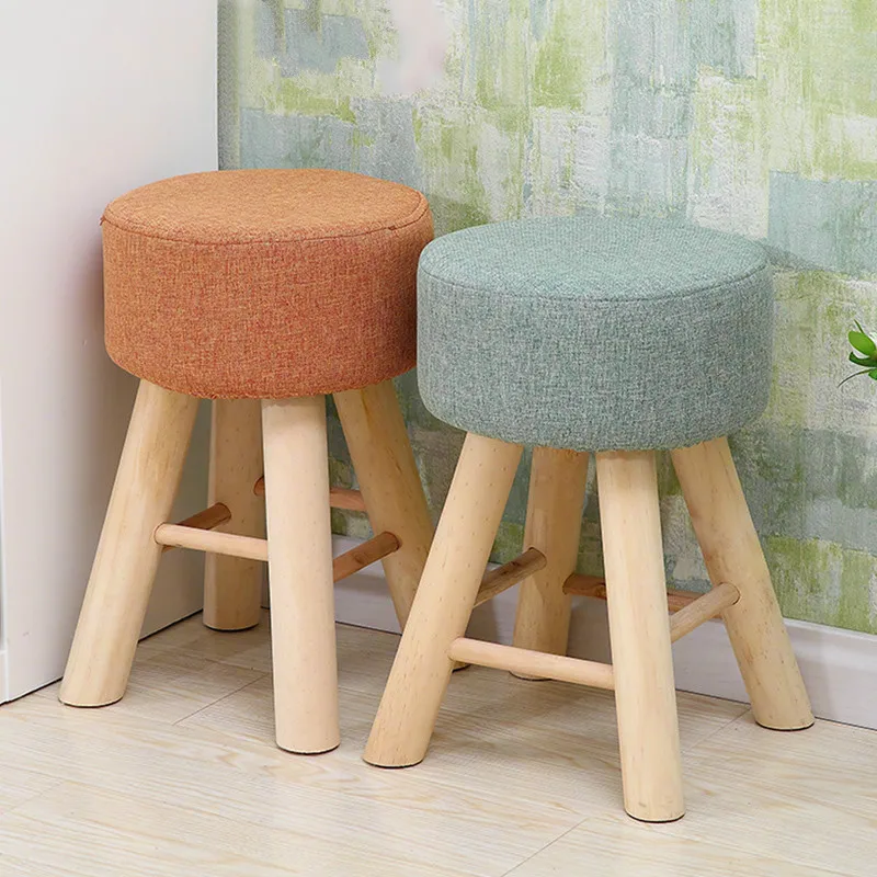Тканевые табуреты из сосны модный диван современный твердый деревянный табурет