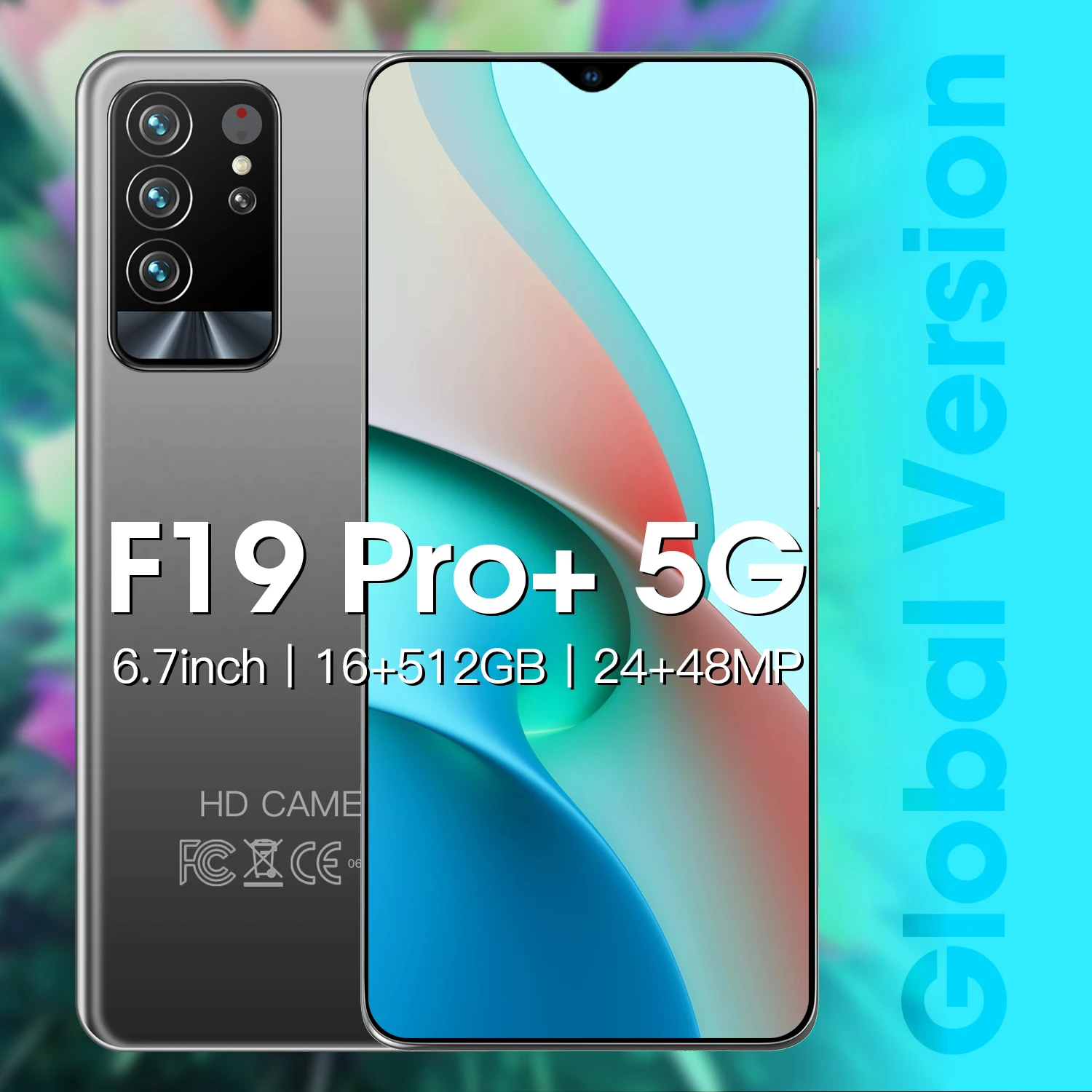 

Global Version F19 Pro+ 6.7 Inch 16GB+512GB Andriod 10.0 Smartphone Face Unlock 6000mAh Dual SIM 24MP+48MP Mobile Cellphone