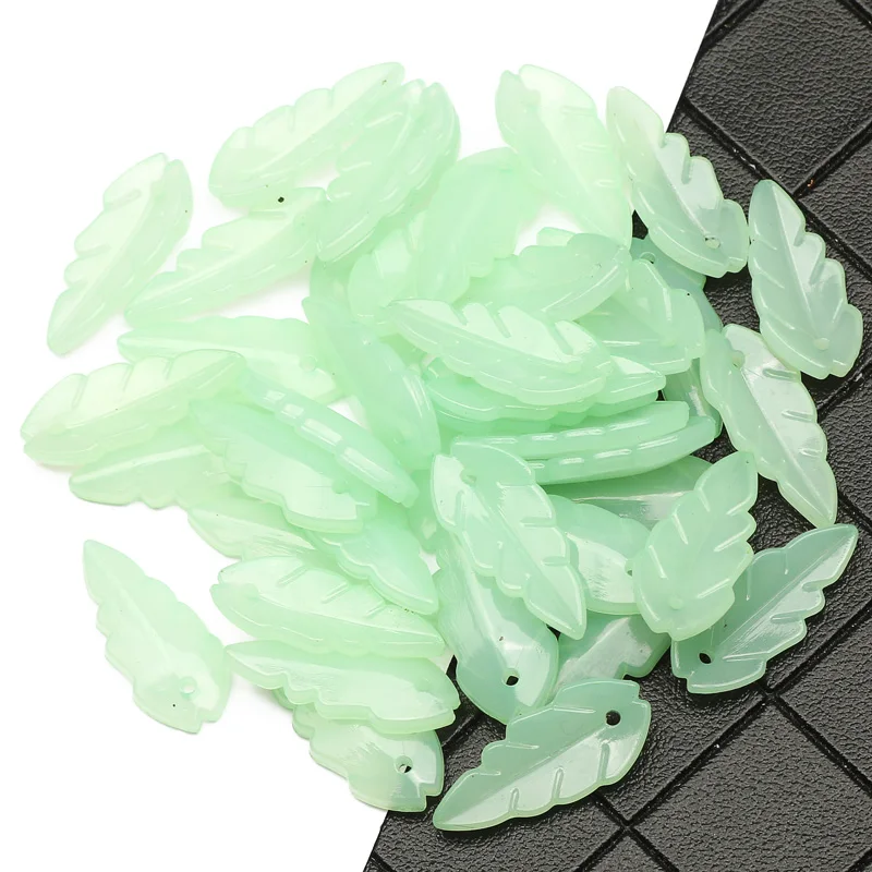 

Leaf Shape Acrylic Pendant Light Green 24x10mm Loose Spacer Beads for DIY Charm Necklace Bracelet Jewelry Design Accessories