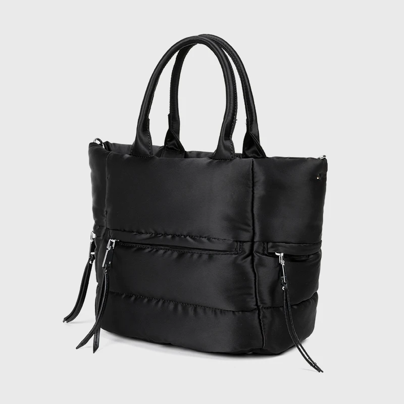 

Feather Cotton Woman Bags 2021 Bucket Space Pad Big Bag Women Down Square Multi Pockets Female Bag Winter Padded Quilted Bag
