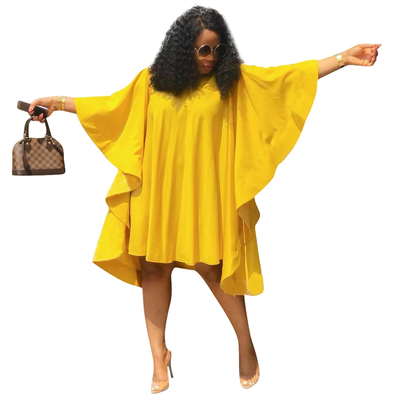 Однотонное желтое повседневное мини-платье Adogirl с оборками и большим