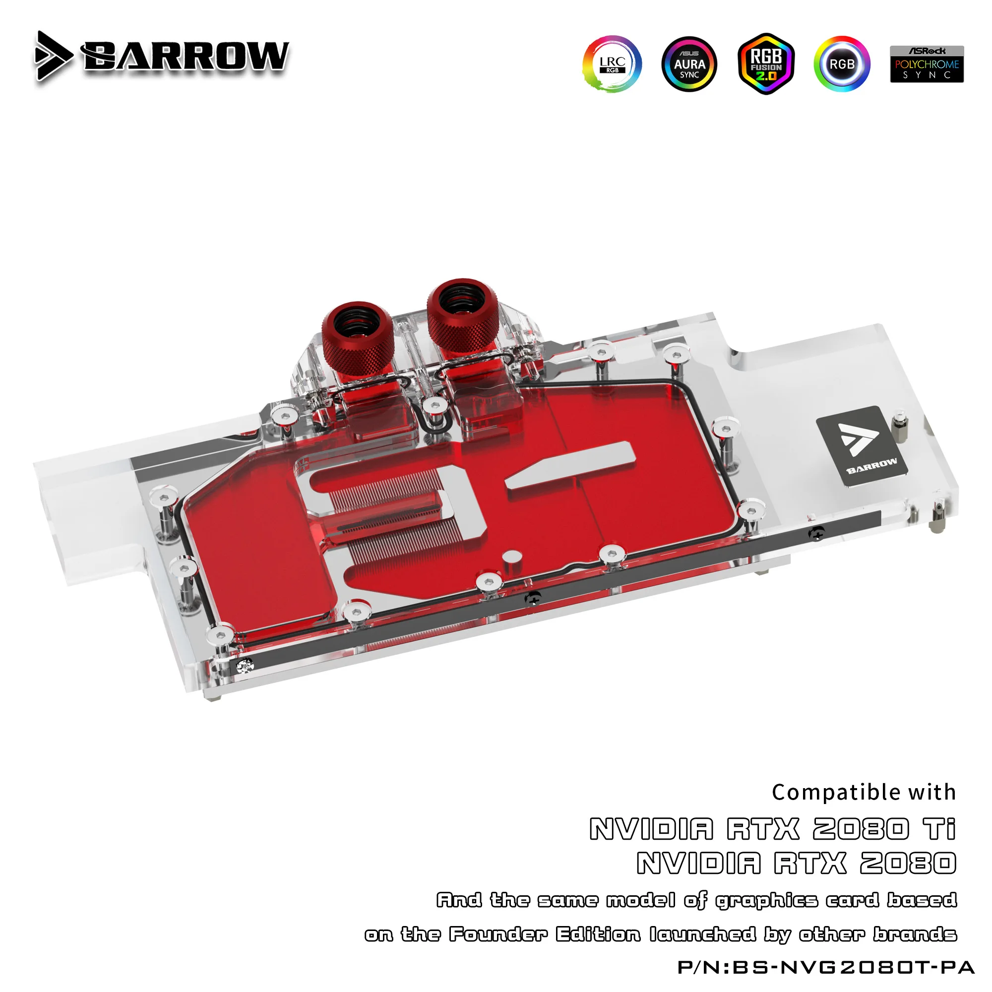 Barrow 2080ti 2080 GPU блок водяного охлаждения кулер с полным покрытием для Founder Edition Nvidia