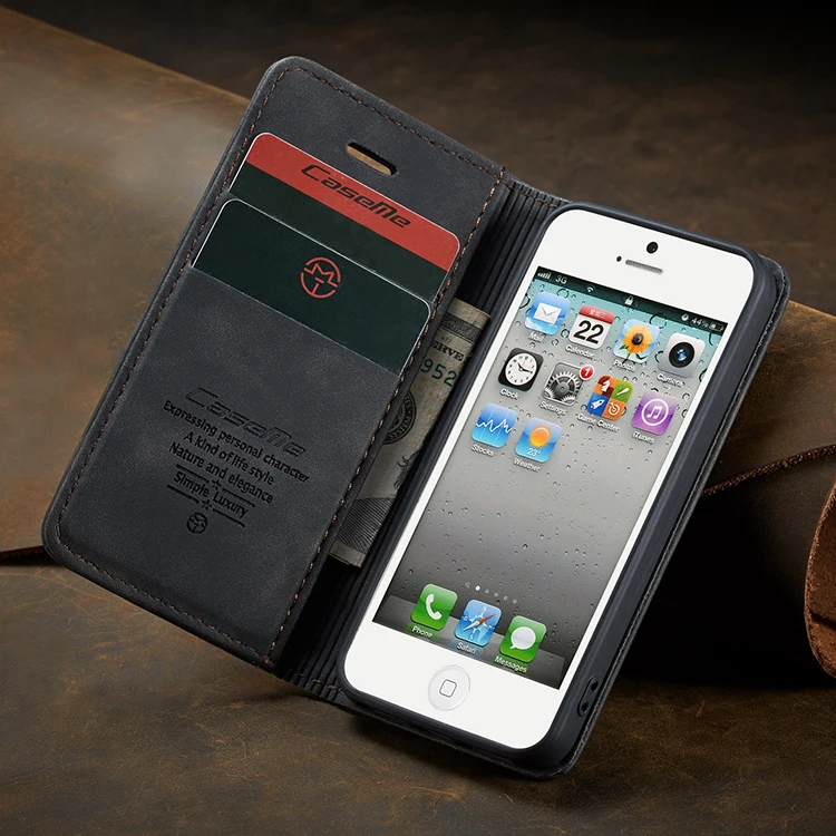 Для iPhone 5 чехол для 5S SE с откидной крышкой кожаный магнитный кошелек телефона