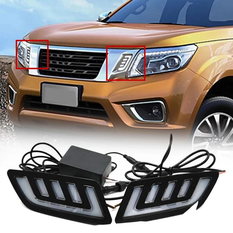 

Car DRL Daytime Running Lights Mask Grille LED Lamp with Turning Signal for Nissan NAVARA NP300 D23 2015-2019
