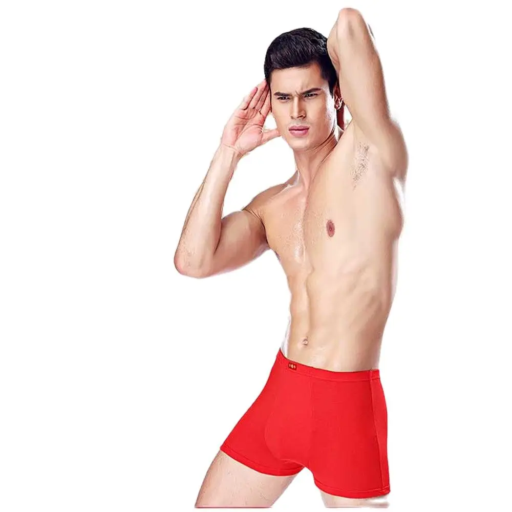 5 Pcs/Lot Big Size Men Boxer Shorts Boy Undies Chinese Red  Underwear Panties Underpants Male Knickers Modal L XL 2XL 3XL