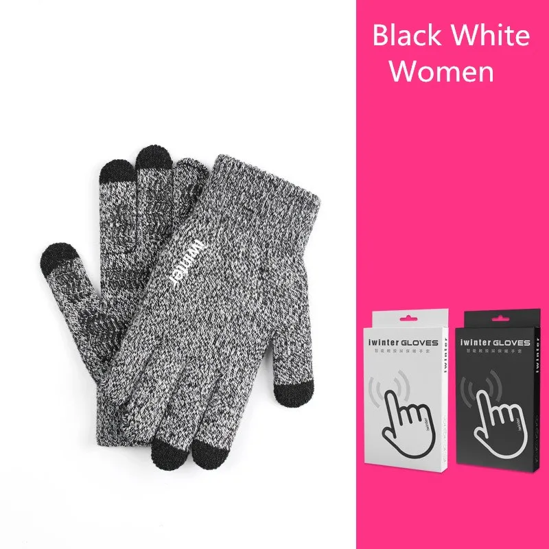 Fashion Touch Screen Gloves Men Women Winter Warm Knitting Mittens Anti Slip Thicken Full Finger Guantes