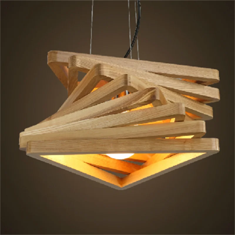 Фото Креативный дизайн деревянный подвесной светильник на спирали деревянные
