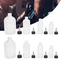 a set 8 pcs recyclable transparent tattoo airbrush ink empty bottle pet pigment container twist cap squeezable tattoos supplies