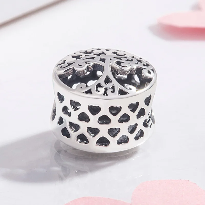 

Genuine 925 Sterling Silver Bead Charm Openwork Family Tree Roots With Blooming Branches Beads Fit pan Bracelet & Necklace