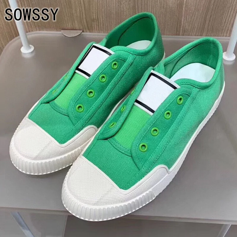 

2021 Spring Autumn New Women's Shoes Canvas Splicing Design Lace-Up Flat Shoes Luxury Branded Classics Breathable Casual Shoes