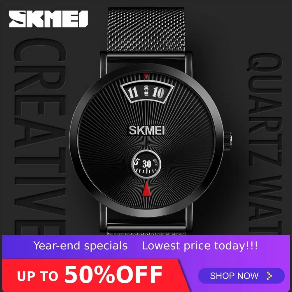SKMEI кварцевые часы простые мужские наручные Модные Бизнес Стиль 3 бар