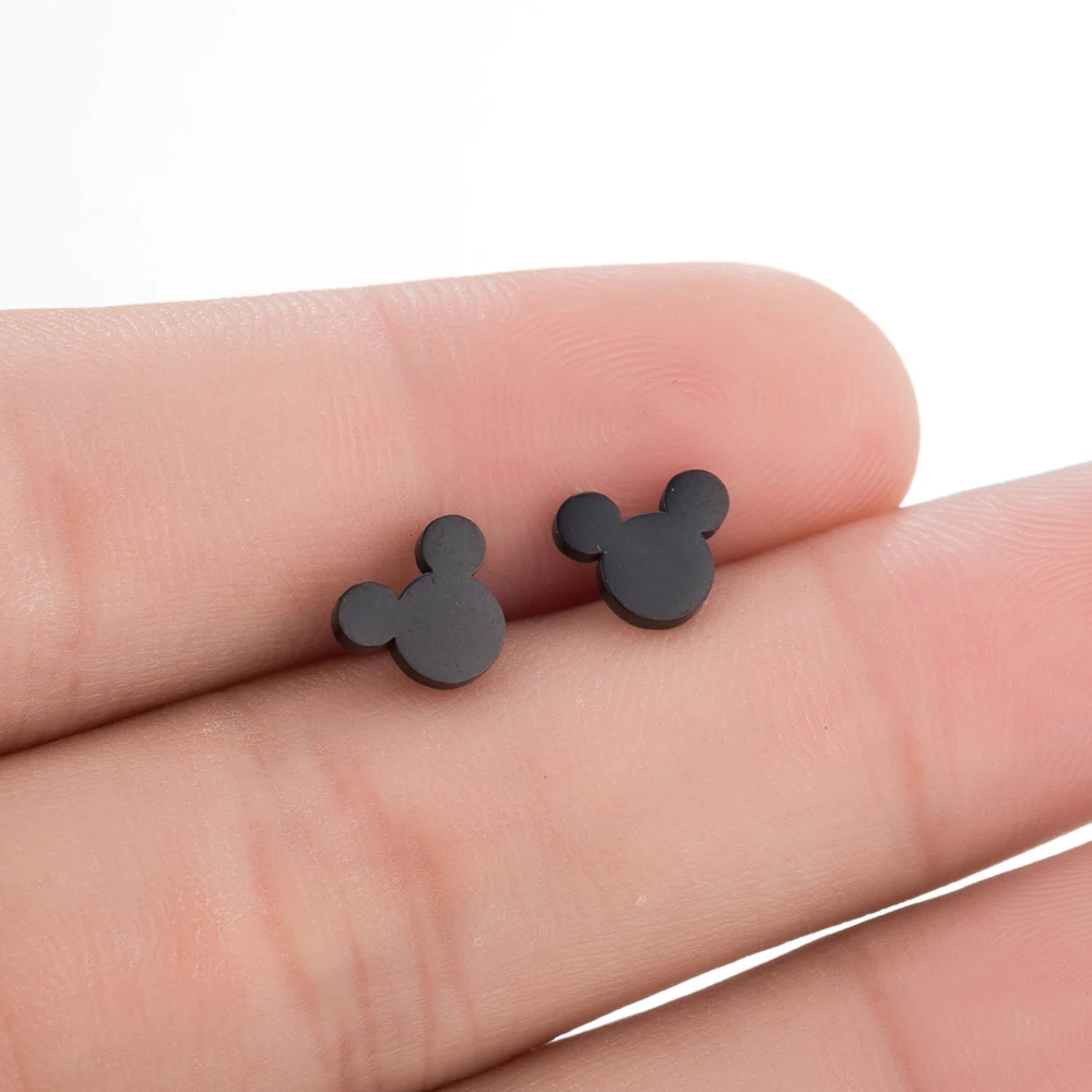 Серьги гвоздики из нержавеющей стали с изображением Микки Мауса для женщин и