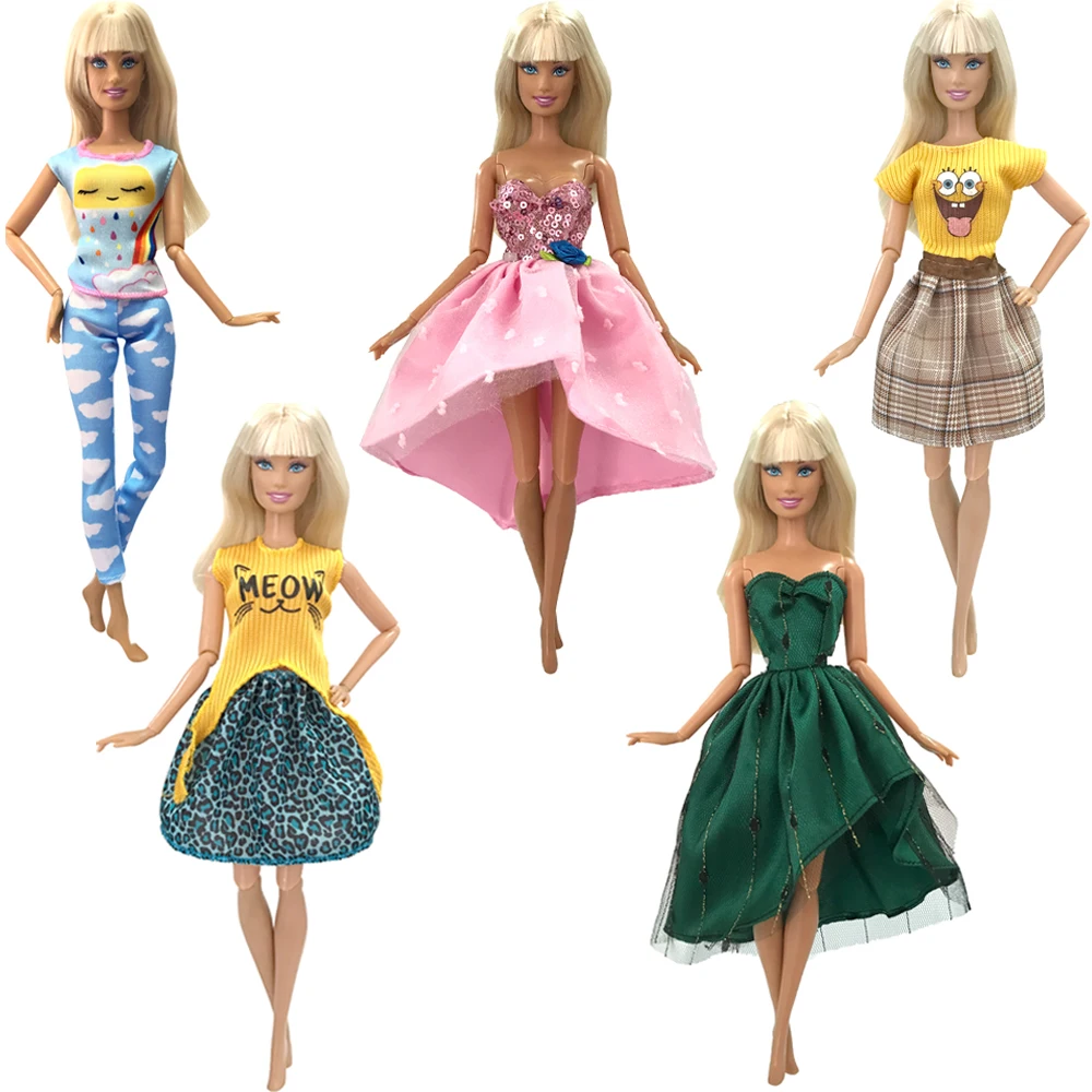 

Наряд для куклы NK, 5 шт., модная юбка, штаны, короткое платье, повседневная одежда принцессы, аксессуары для куклы Барби, детская игрушка 123A 6X