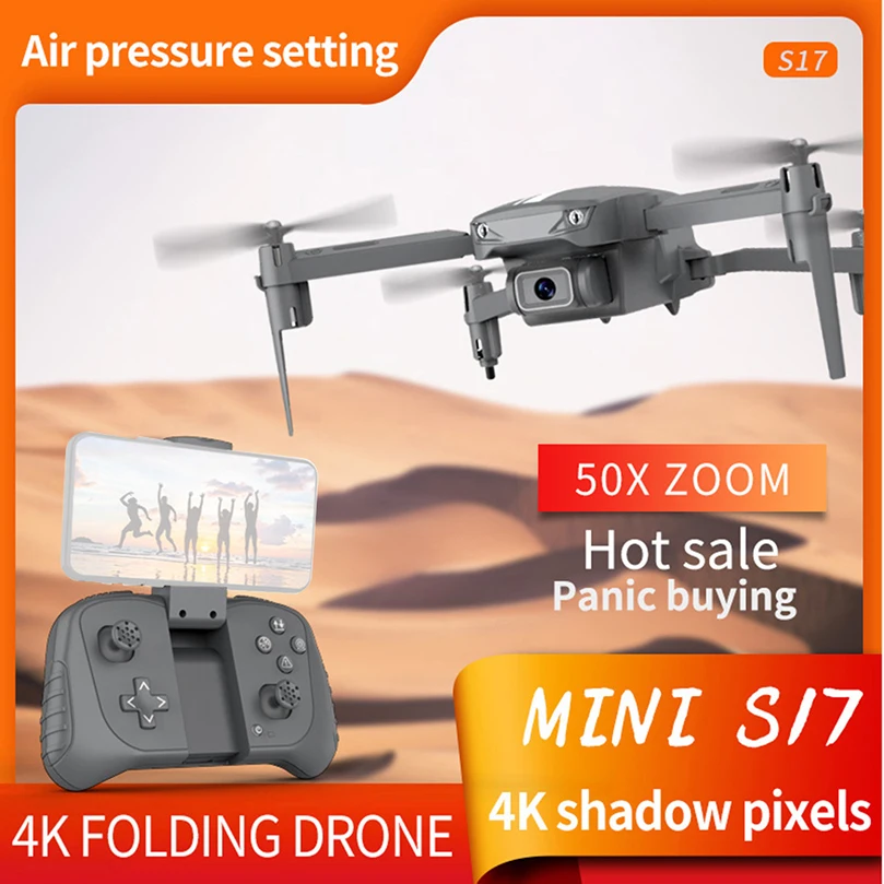 

S17 Mini Drone 4K Quadcopter HD Camera Wifi FPV Foldable Dron One-Key Return 360 Rolling RC Helicopter Altitude Hold Kid's Toys