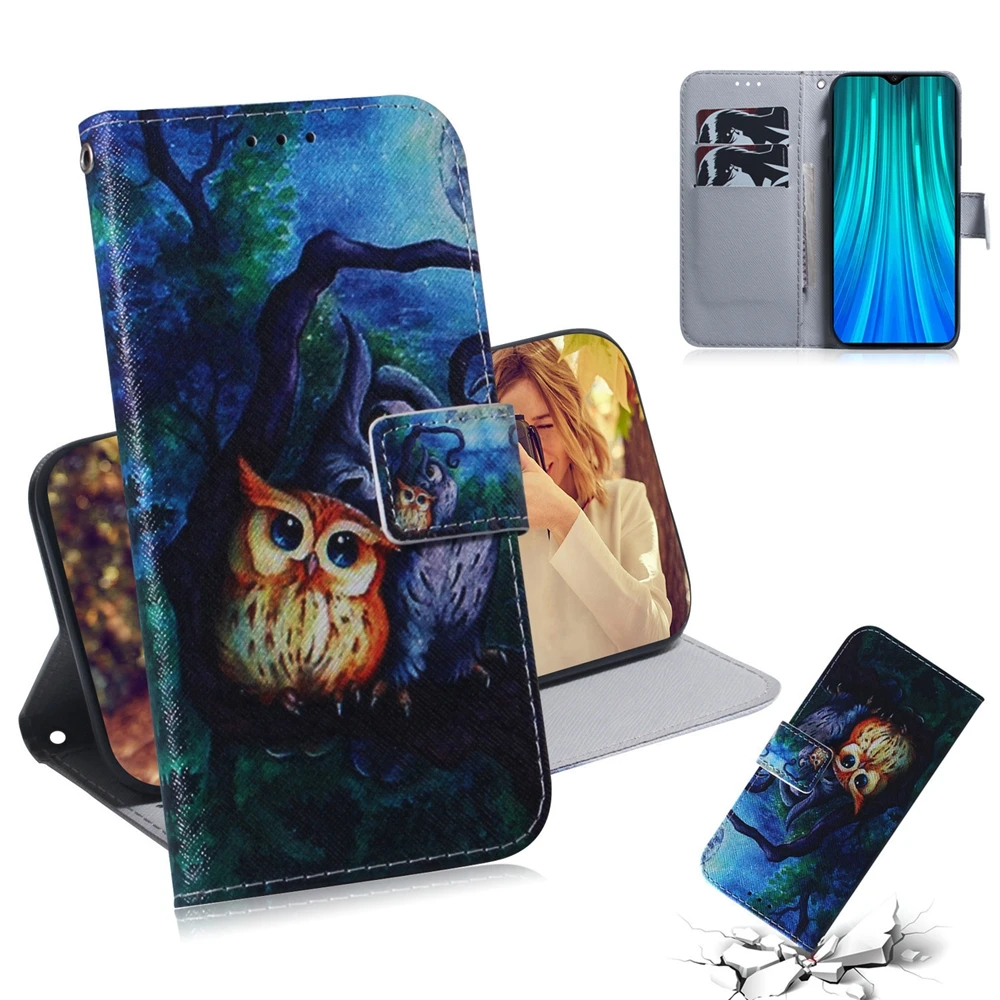 Кожаный чехол Xiaomi Redmi Note 8 Pro, чехол для Etui Redmi Note 8, флип-чехол, Роскошный кошелек с животными, чехол на магните для телефона, Fundas