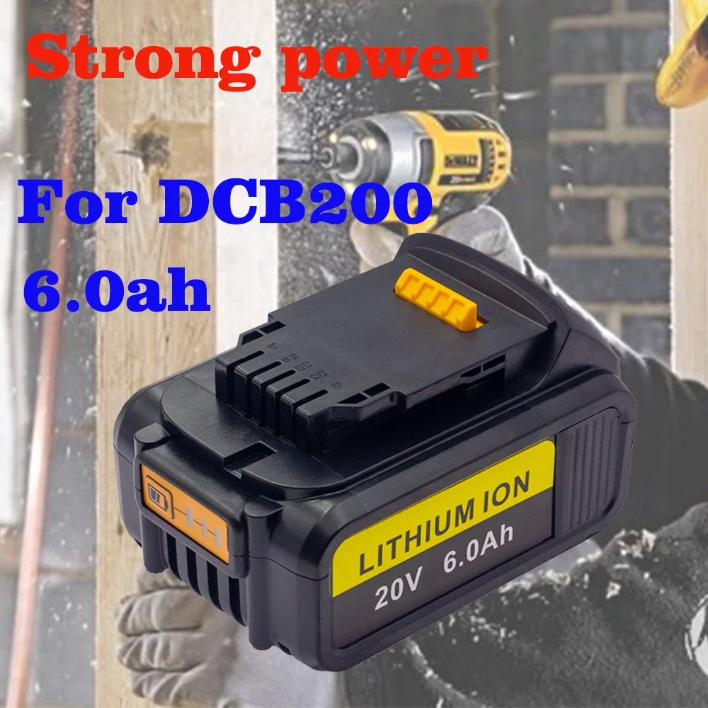 

DCB200 20V Max XR 6.0AH Replacement Lithium Battery For DeWalt 18V DCB184 DCD780 DCF880 DCG412 DCS380 L50 BL1860 Battery Charger