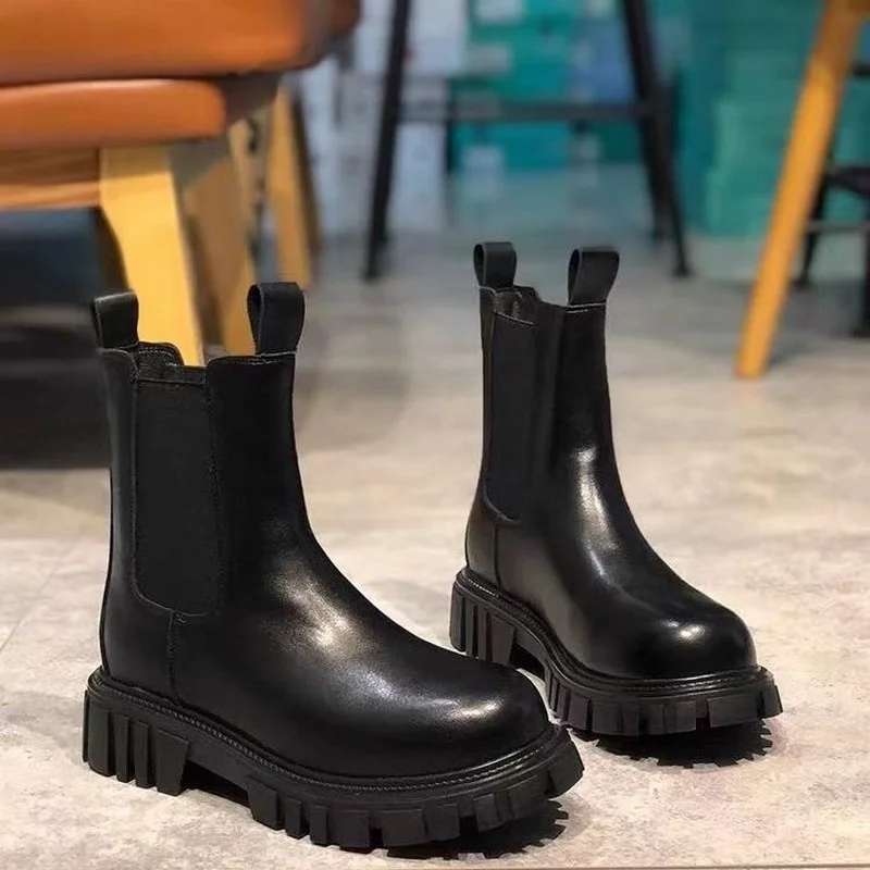 

Новые спортивные короткие ботинки женские ботинки челси с круглым носком без шнуровки женские зимние рыцарские ботинки на толстой подошве ...