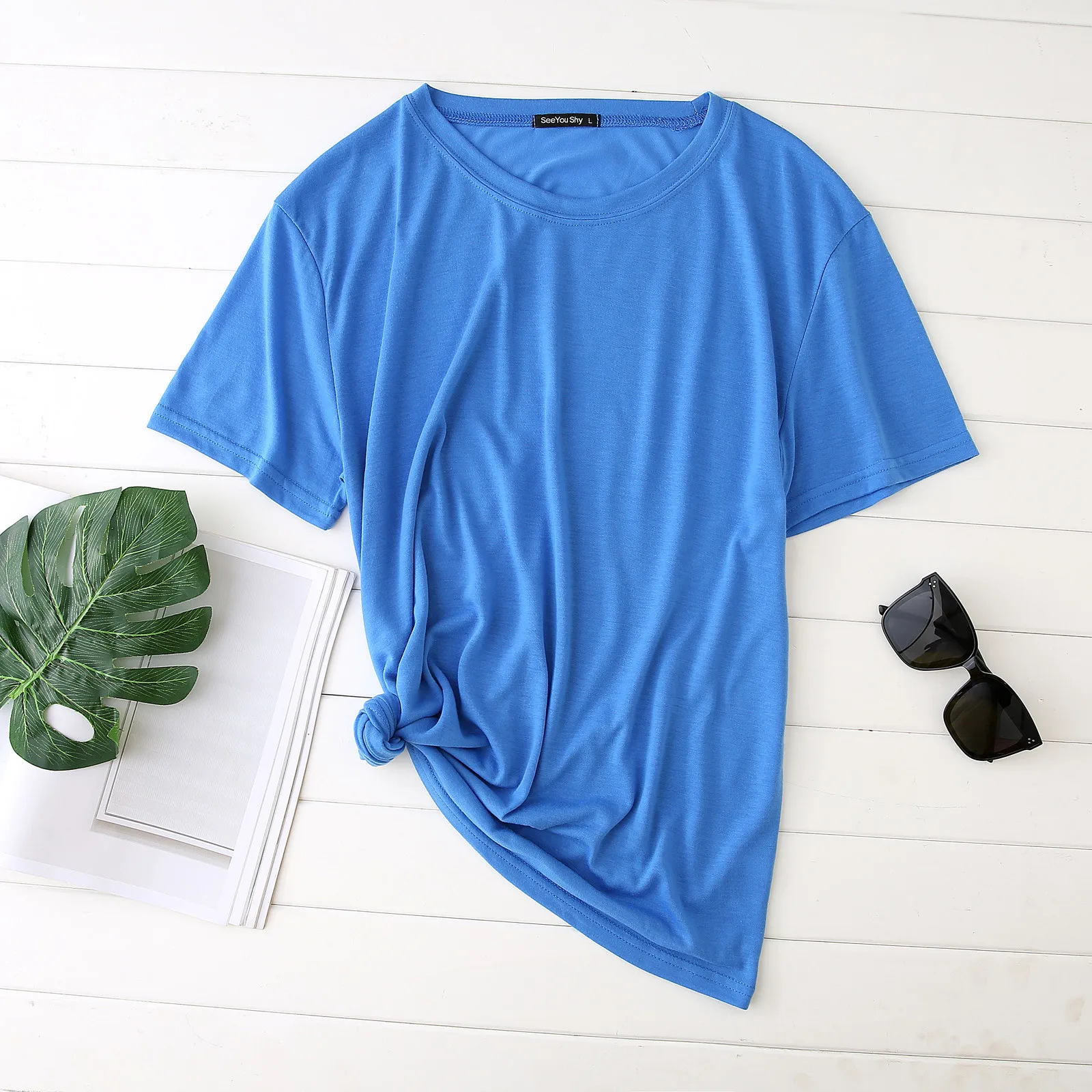 Футболка женская оверсайз в стиле K-POP однотонный Повседневный приталенный