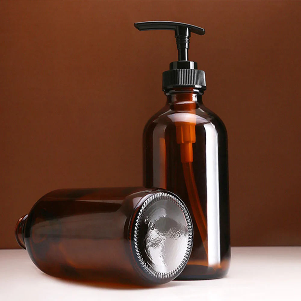 

Brown Glass Soap Dispenser 240ml 480ml Bathroom Delivery Bottle for Shampoo Shower Gel Hair Conditioner Simple Press Pump Bottle