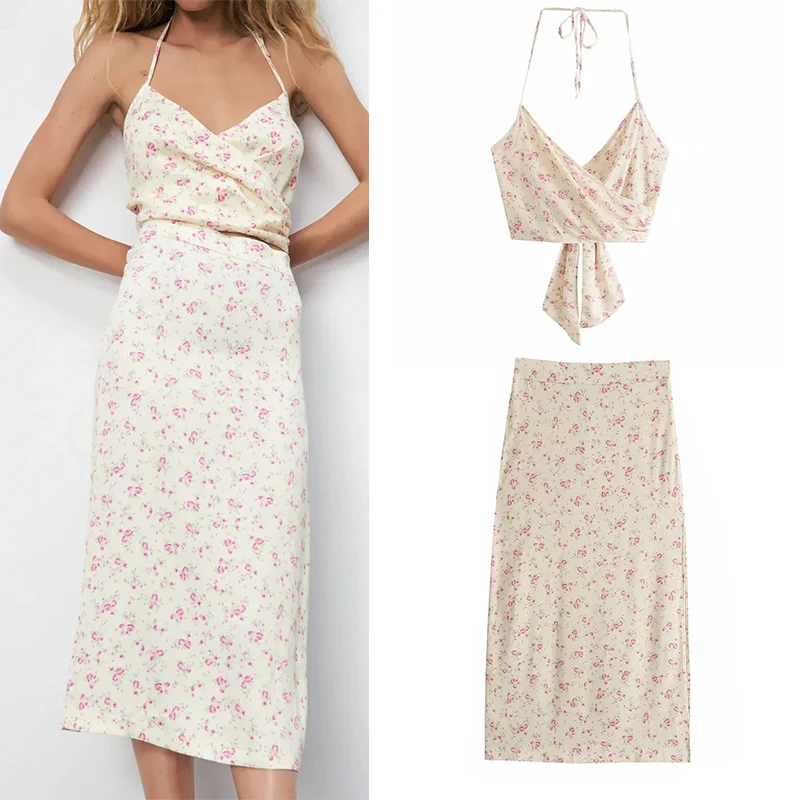 

WESAY JESI женская одежда костюмы с юбкой сексуальный короткий топ с тонкими бретельками майка с высокой талией комплект из двух частей Женская ...