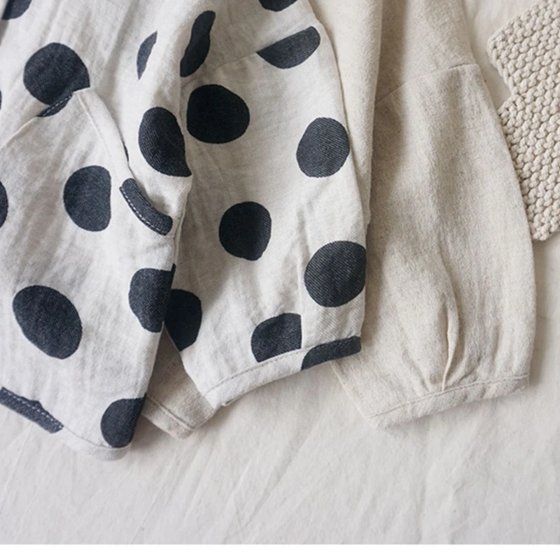 Kids Boys Girls Cotton Linen Solid Polka Dot Cardigan Korea Style Loose Casual Autumn/spring Outwear Coat | Детская одежда и обувь