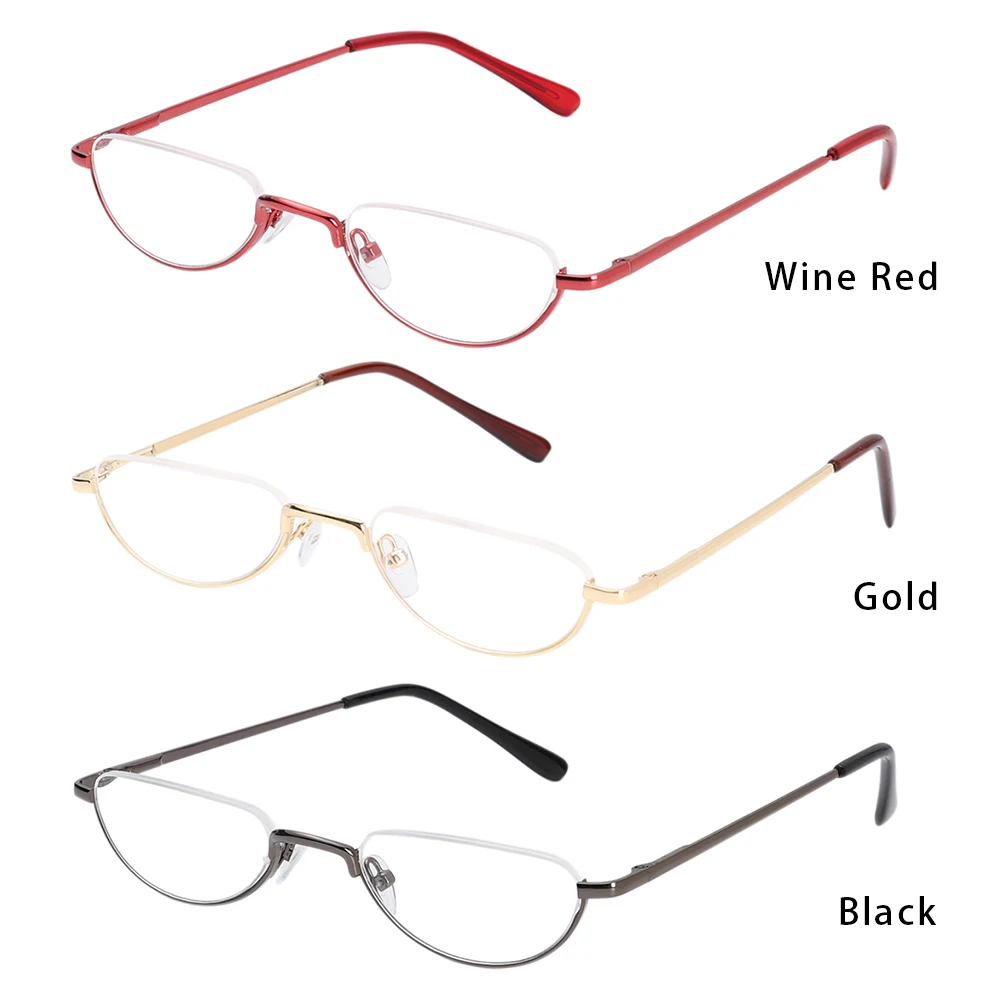 

Cat Eye Type Reading Glasses Women Men Metal Medium Frame Fashion Reading Glasses Female Male Semi Rim Glasses For Hyperopia