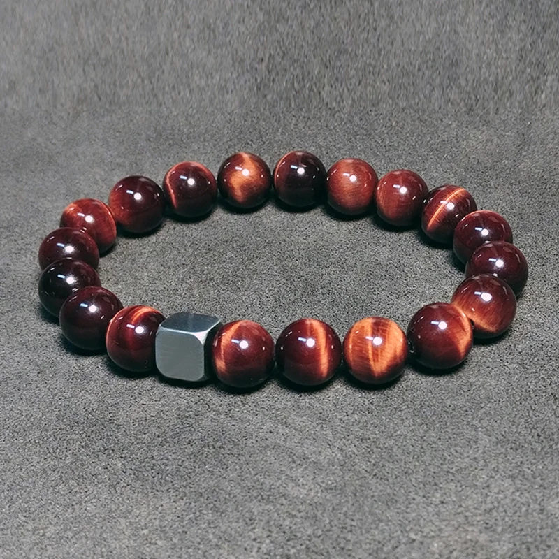 

Браслет из натурального камня, с бусинами из тигрового глаза, 10 мм