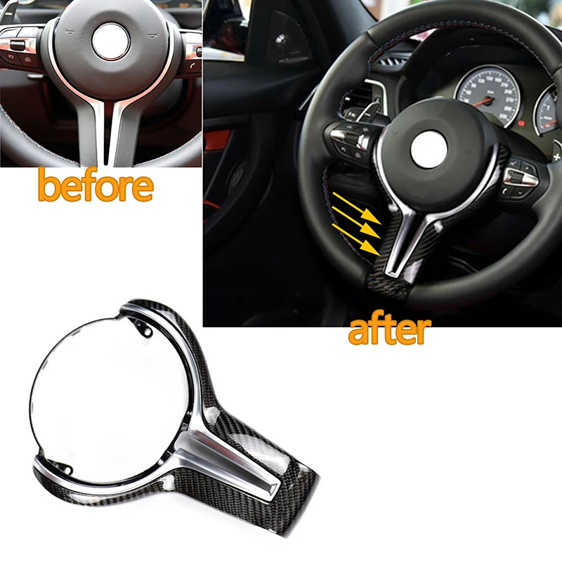 

Real Carbon Fiber Car Steering Wheel Trim Cover For BMW M Series F80 M3 F82 F83 M4 F10 M5 F06 F12 F13 M6 F15 X5M F16 X6M