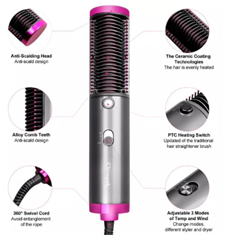 

One Step Multi-Function Hair Blow Dryer Hot Air Brush Fast Hair Dryer Hot Air Comb Volumizer Straightener Curler Styler Comb