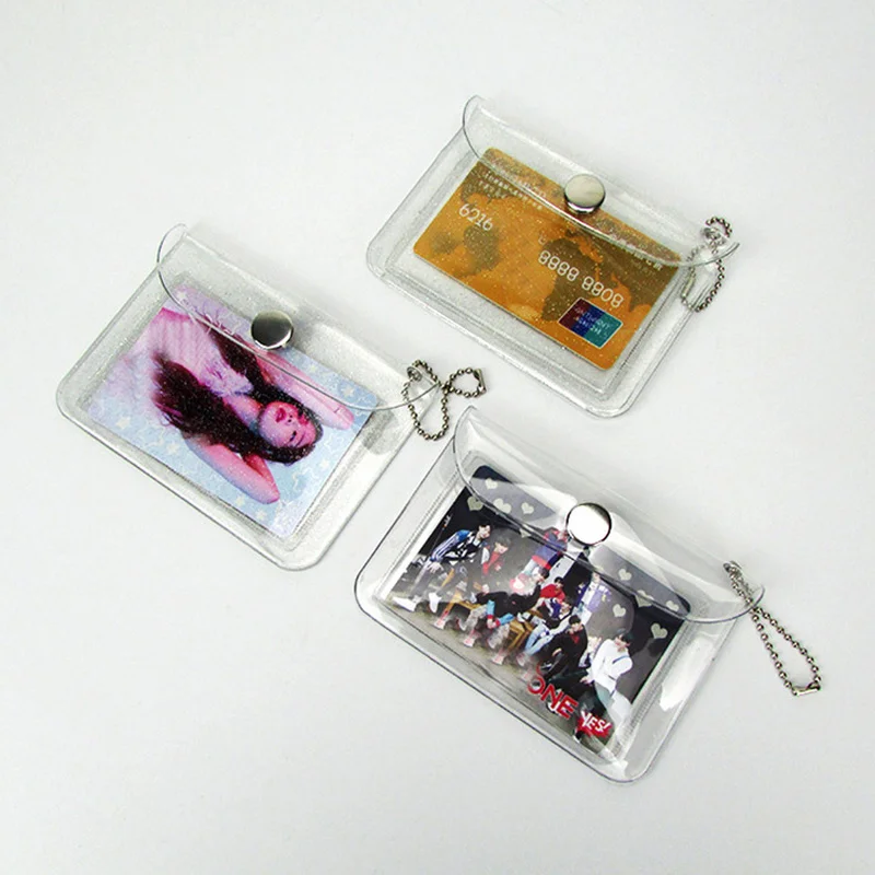 

Прозрачная водонепроницаемая сумка из ПВХ для монет и карт с блестками для мужчин и женщин, держатель для визиток и кредитных карт, мини-кош...